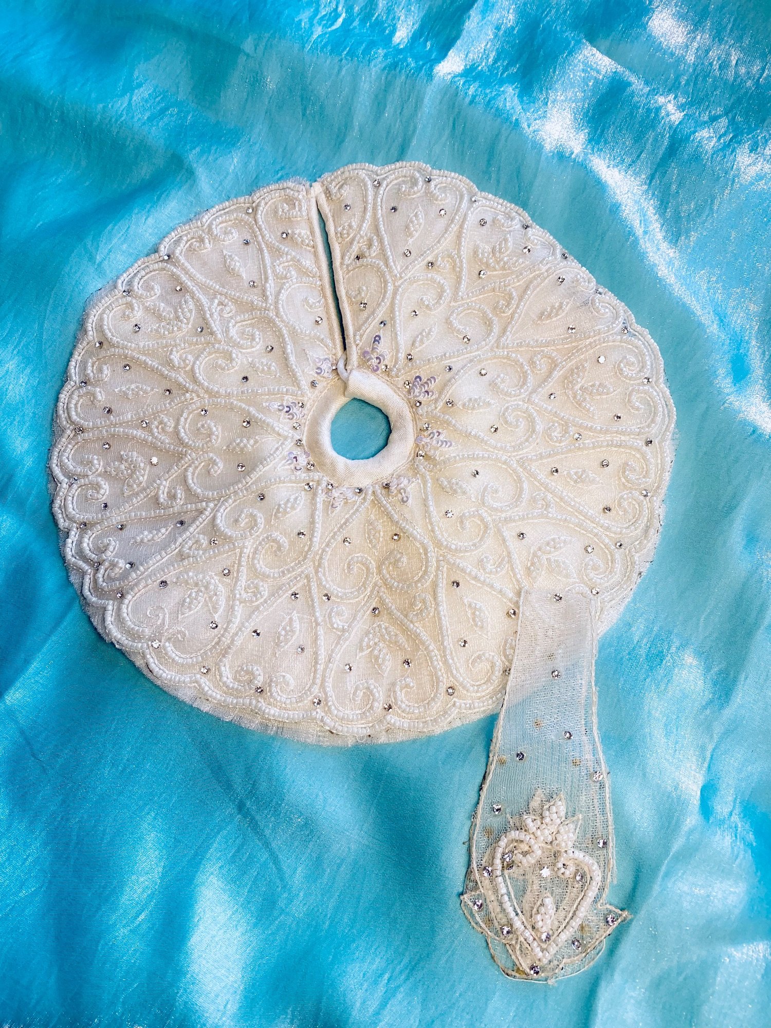 White pearl work dress image 2