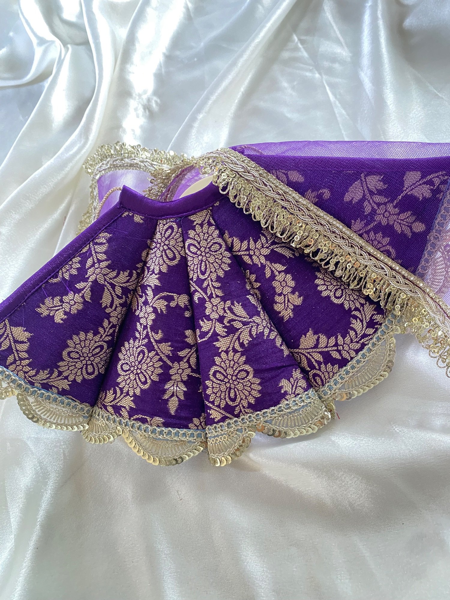 Royal Purple Golden Floral Mata Rani Poshak image 3
