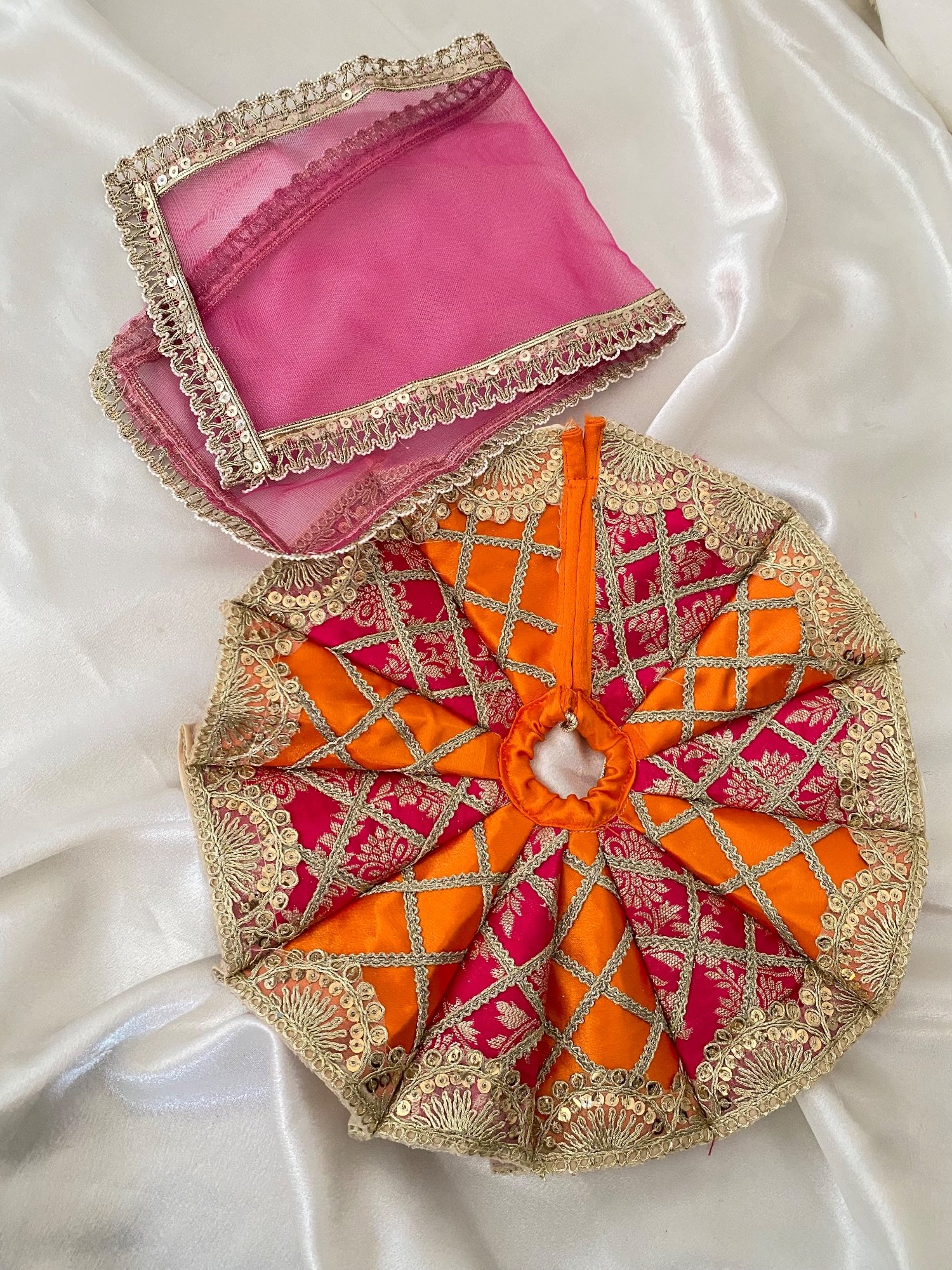Orange Rani Pink Designer Poshak for radha rani image 4