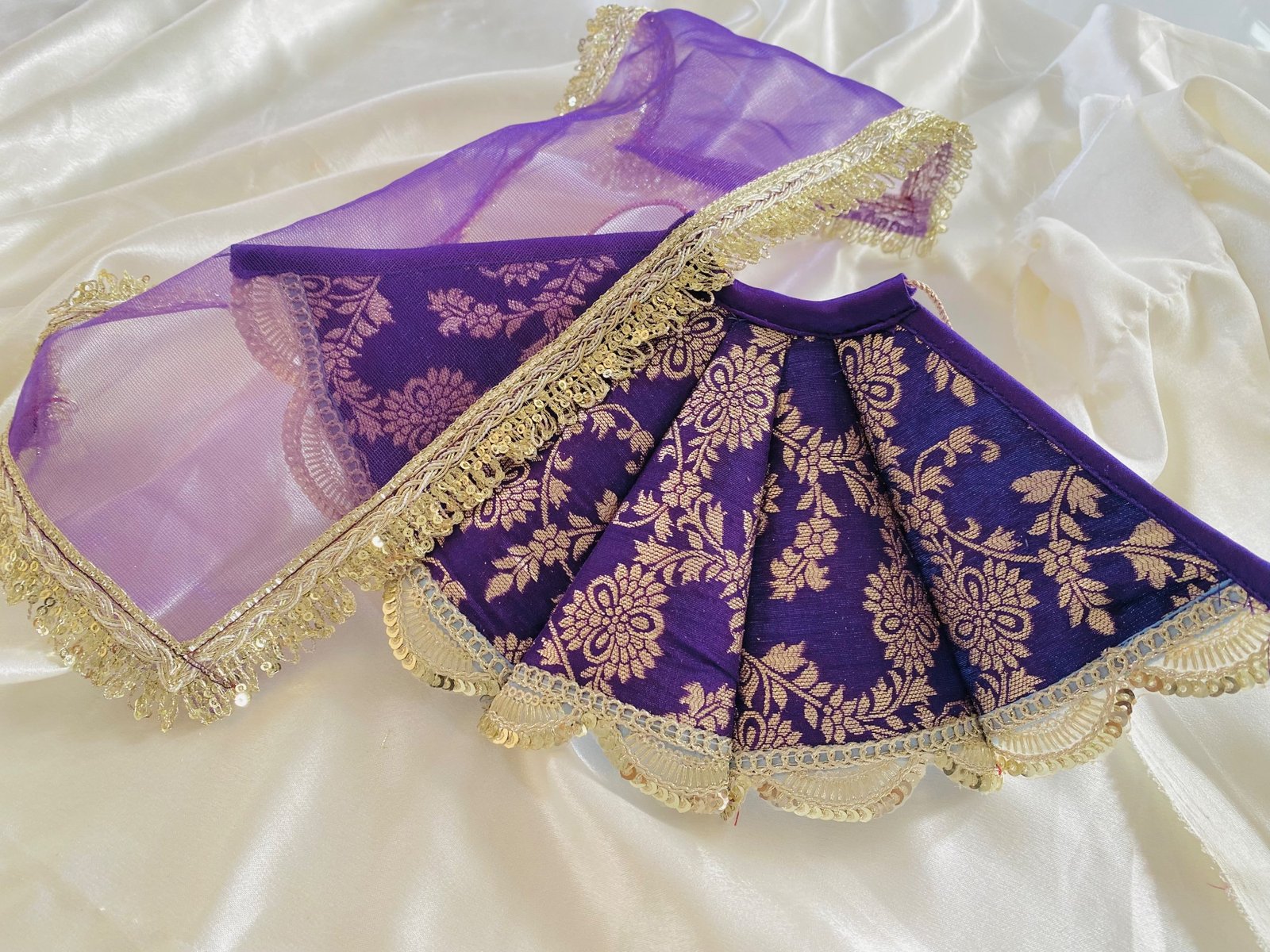 Royal Purple Golden Floral Mata Rani Poshak image 2