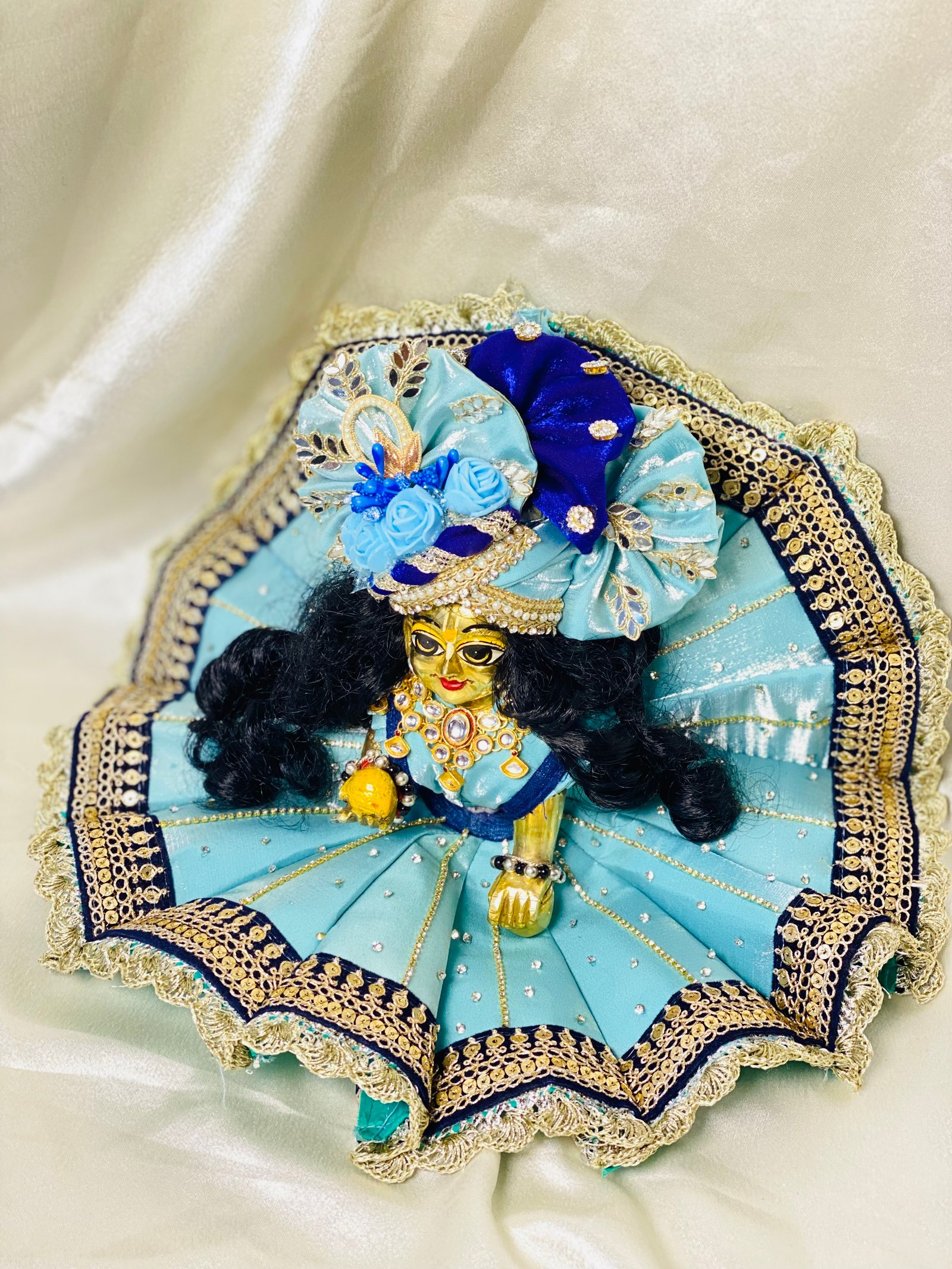 Sky Blue & Royal Blue Designer Kali poshak