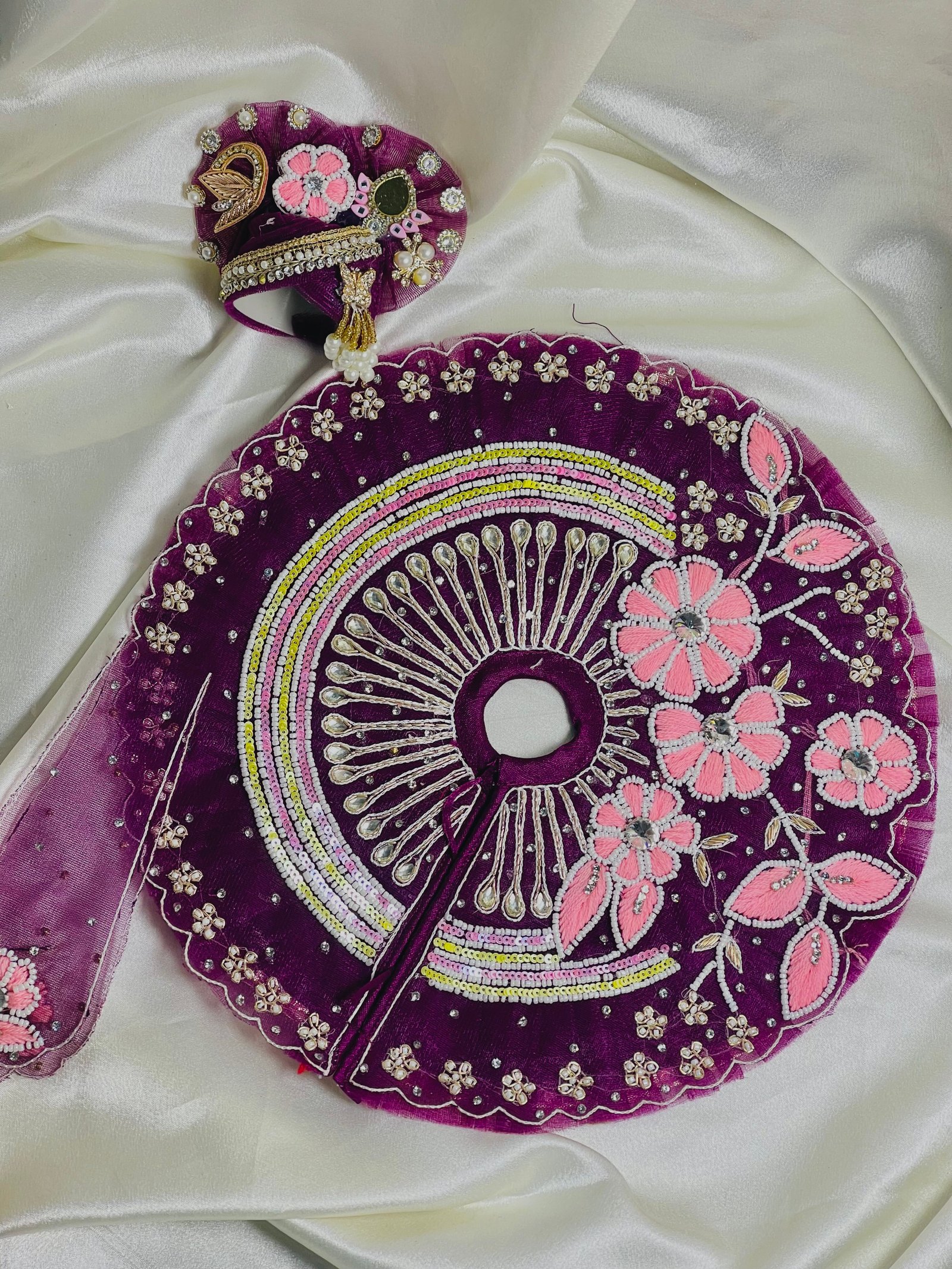 Wine Pink Designer Laddu Gopal Poshak