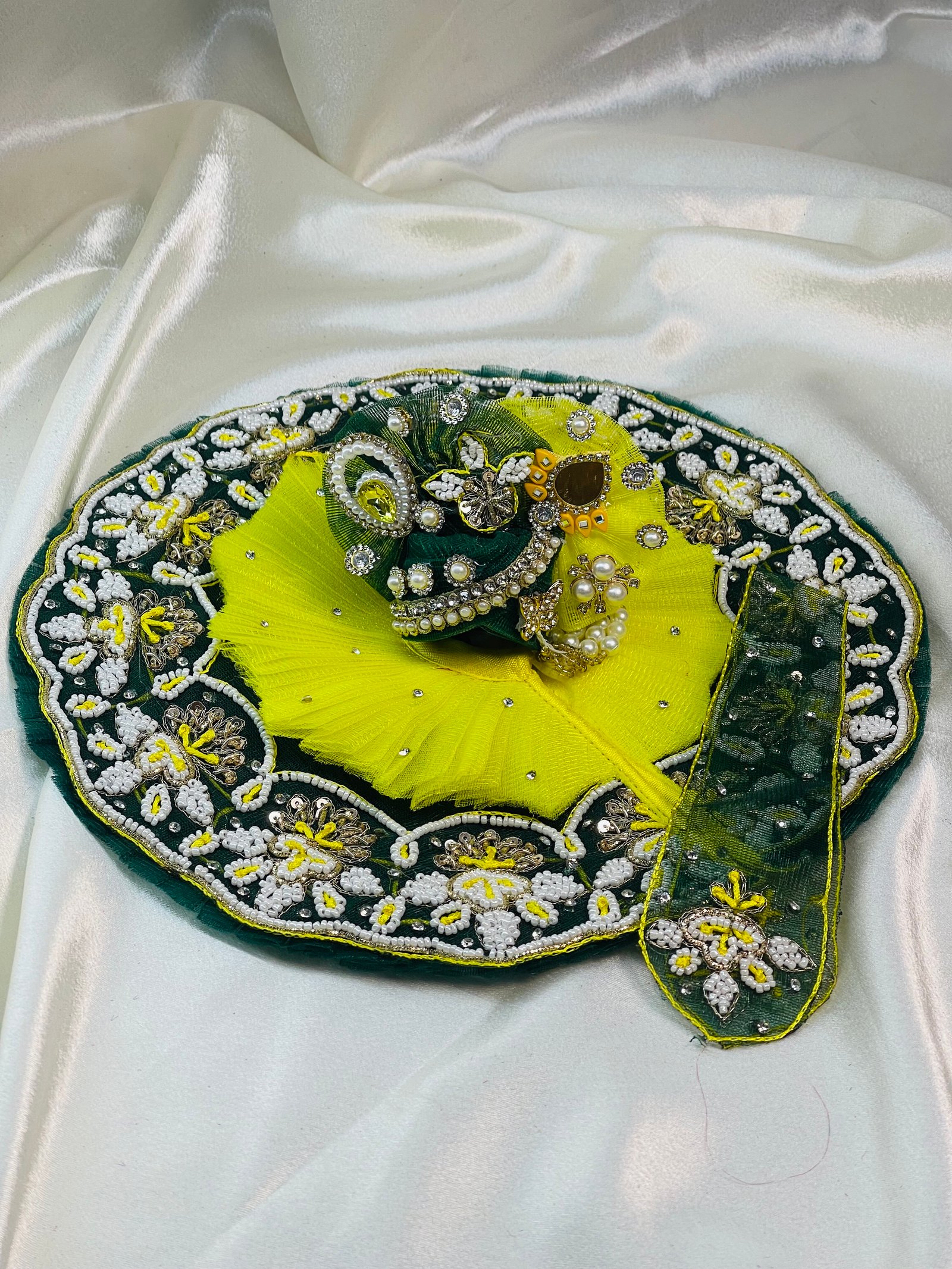 Green & Yellow Designer Laddu Gopal Poshak
